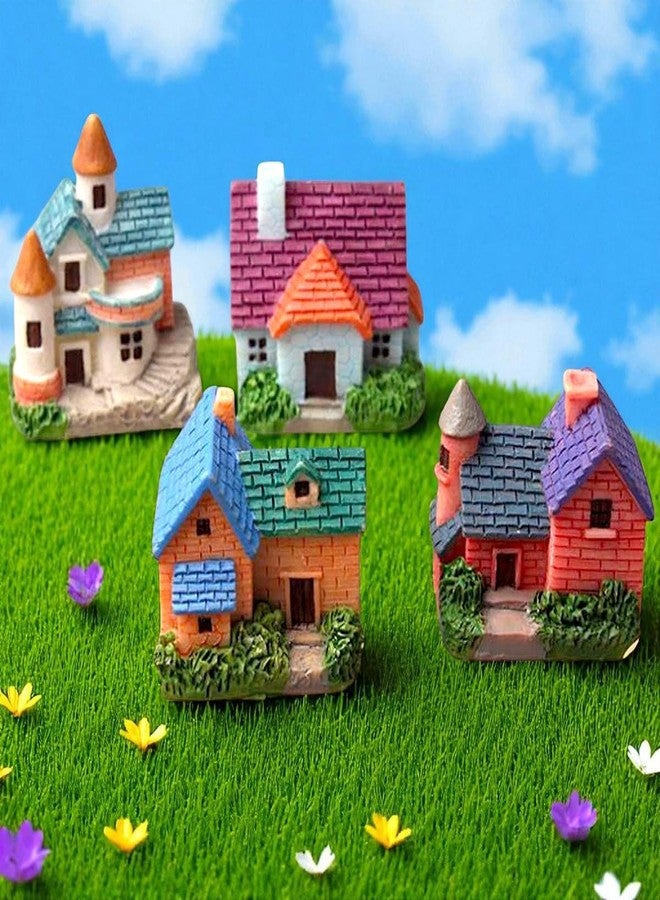 Ascension Pack of 4 Miniature Toy Huts/Houses/Cottages for Dollhouse Decor Fairy Garden House Cute Miniatures Garden Decoration Gifts for Kids - Image 1